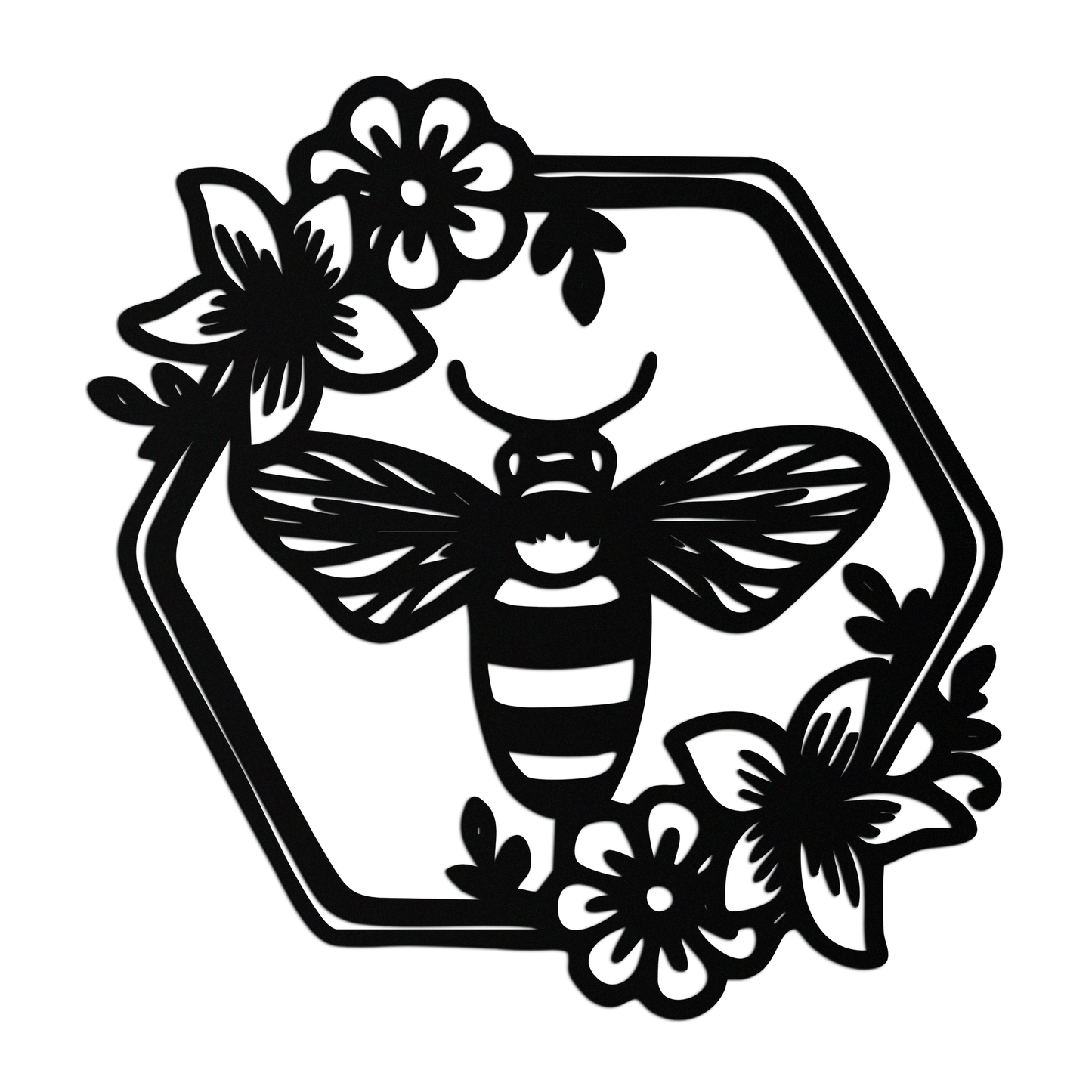 Floral Bee Silhouette Metal Wall Art – Nature Inspired Home Decoration- KAF544