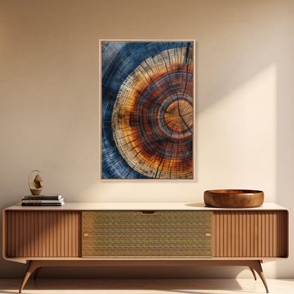 Modern Farmhouse Decor - Tree Rings - Framed Wall Art Canvas Print - Abstract Colorful Tree Ring Wall Decor - Minimalist Modern Farmhouse Boho