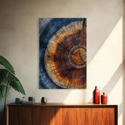 Modern Farmhouse Decor - Tree Rings - Framed Wall Art Canvas Print - Abstract Colorful Tree Ring Wall Decor - Minimalist Modern Farmhouse Boho