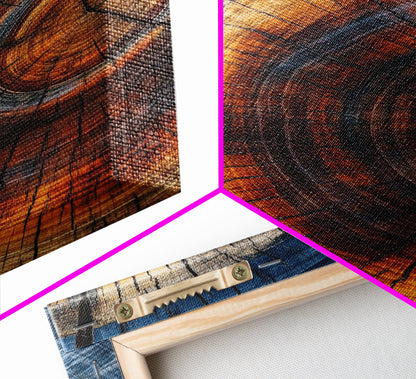 Modern Farmhouse Decor - Tree Rings - Framed Wall Art Canvas Print - Abstract Colorful Tree Ring Wall Decor - Minimalist Modern Farmhouse Boho