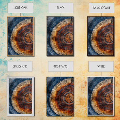 Modern Farmhouse Decor - Tree Rings - Framed Wall Art Canvas Print - Abstract Colorful Tree Ring Wall Decor - Minimalist Modern Farmhouse Boho