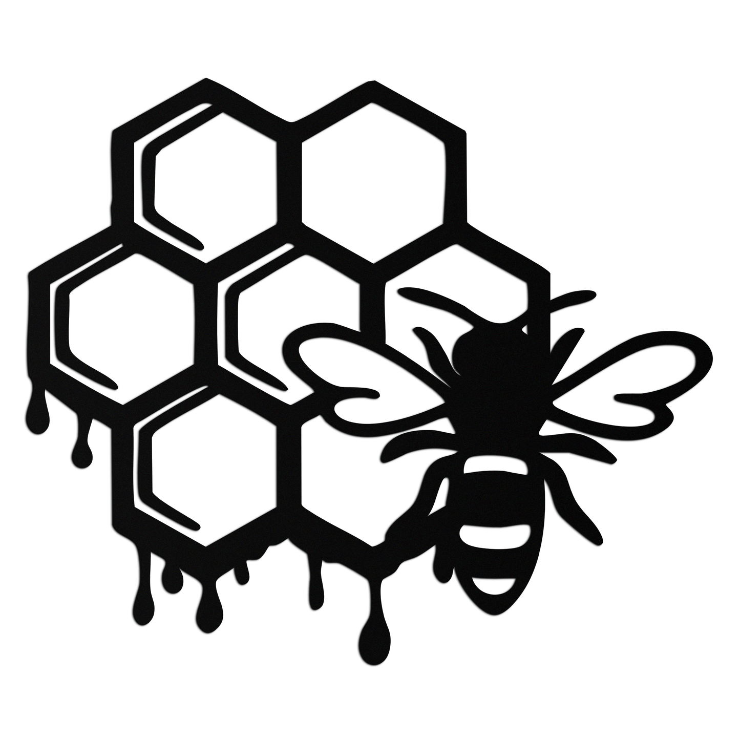 Honeybee and Honeycomb Silhouette Metal Wall Art – Modern Bee Home Decor- KAF543
