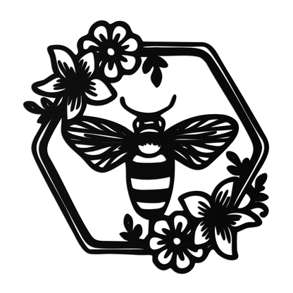 Floral Bee Silhouette Metal Wall Art – Nature Inspired Home Decoration- KAF544